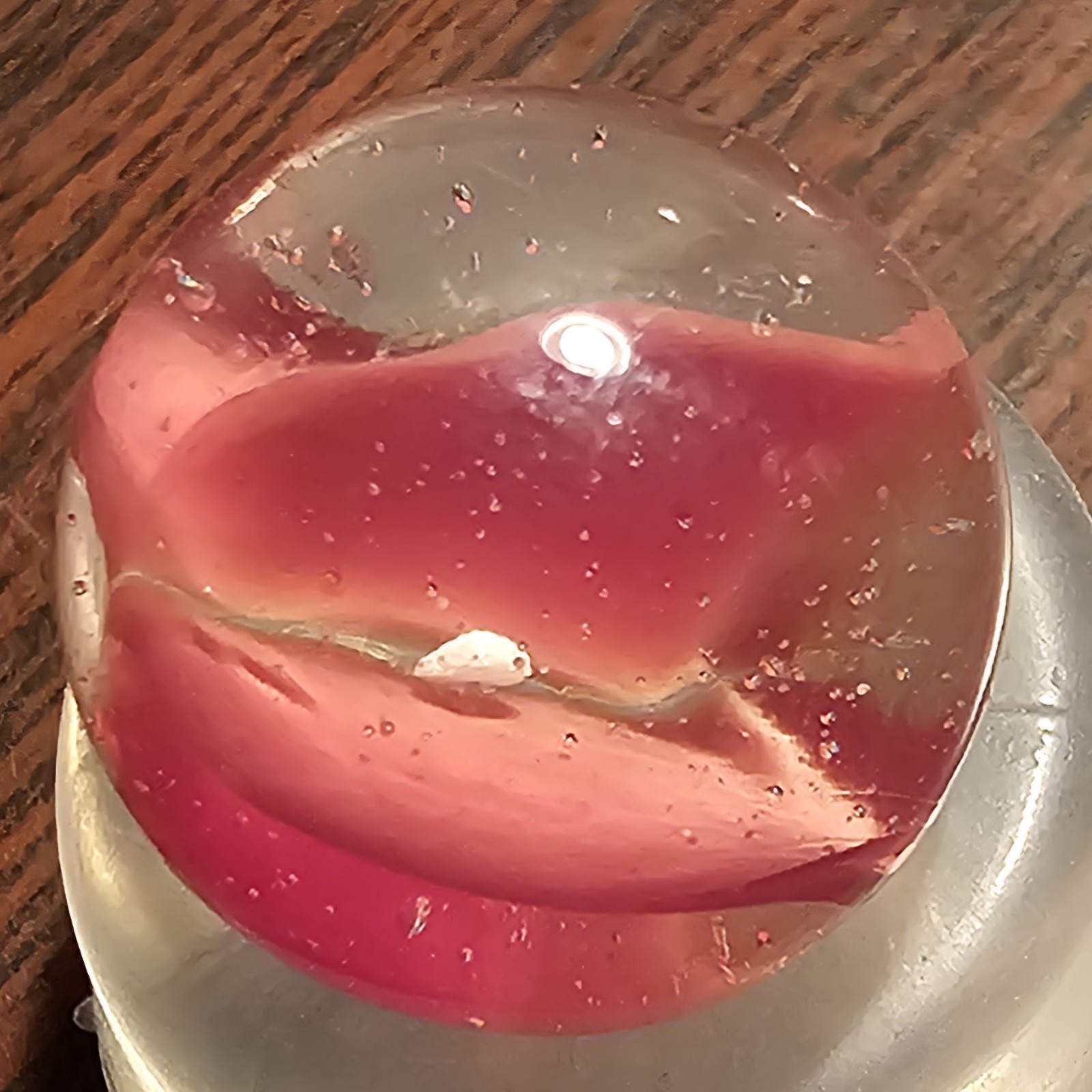 Vintage C. E. Bogard Rose 4 Lobe Hybrid Cats Eye .625 Glass Marble w Inclusion