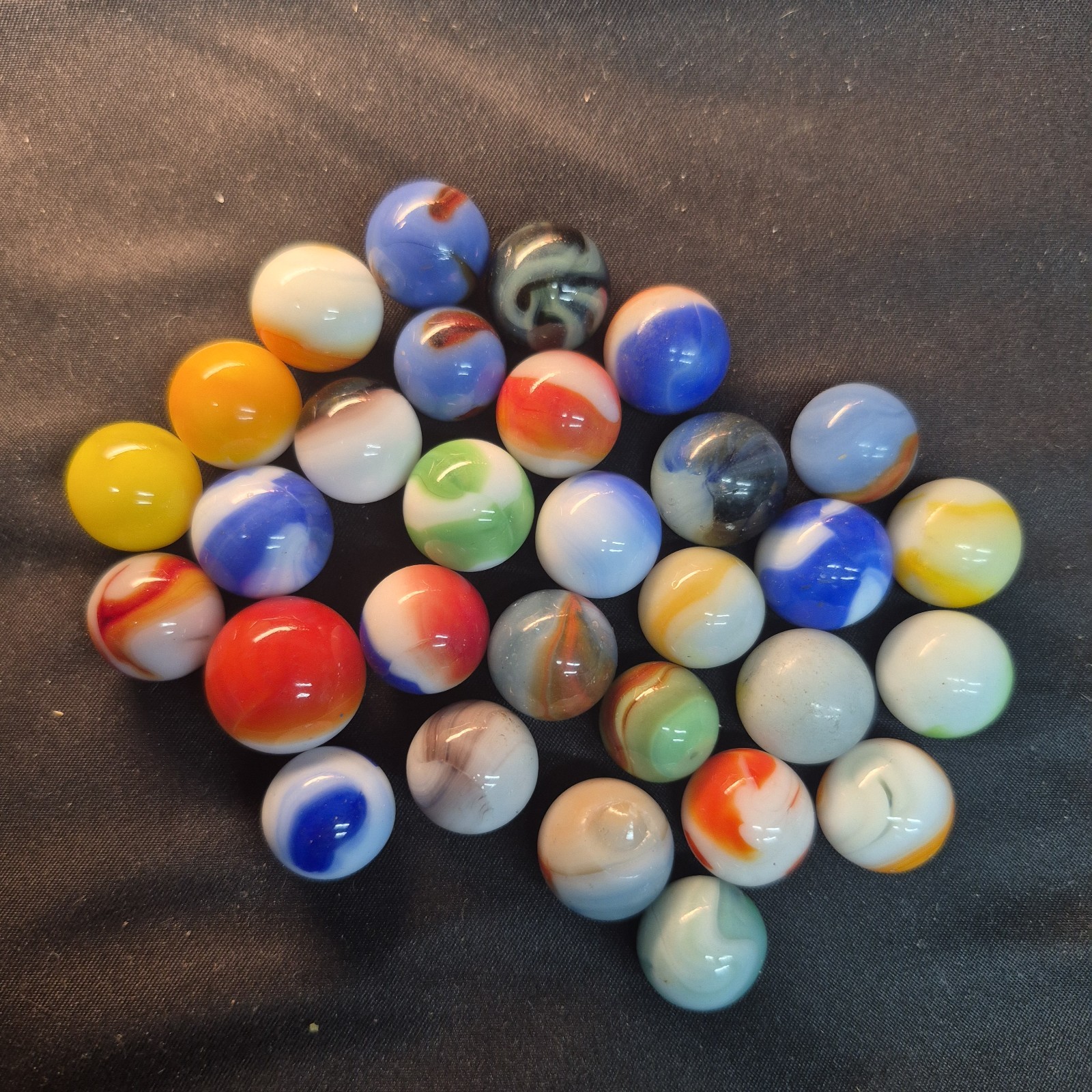 Lot 30 Vintage Marbles Glass Akro Vitro Peltier Marble King Swirl Patch VG USA