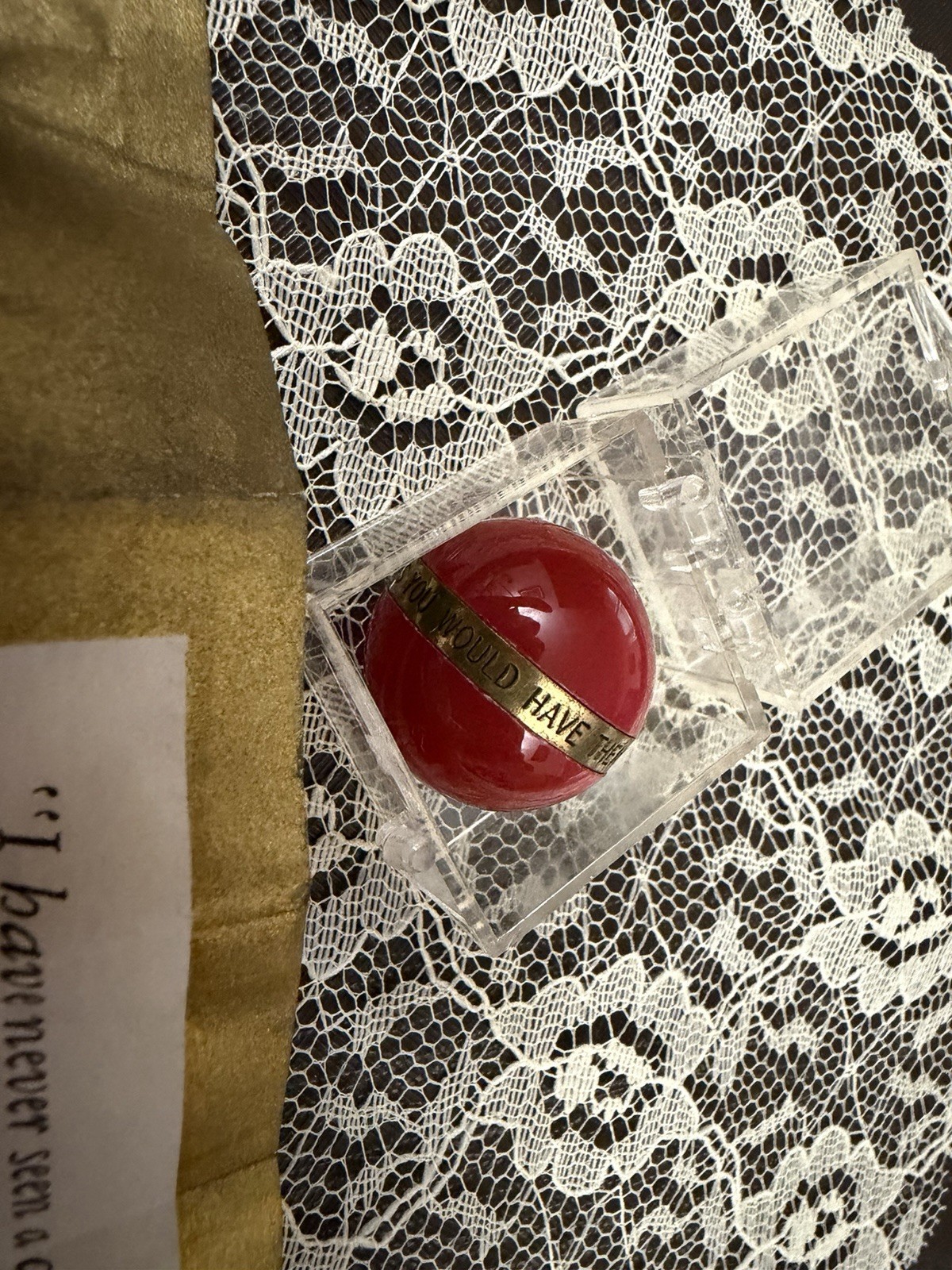 Vintage 1960’s Golden Rule Ruby Red Marble In Original Plastic Case With Paper