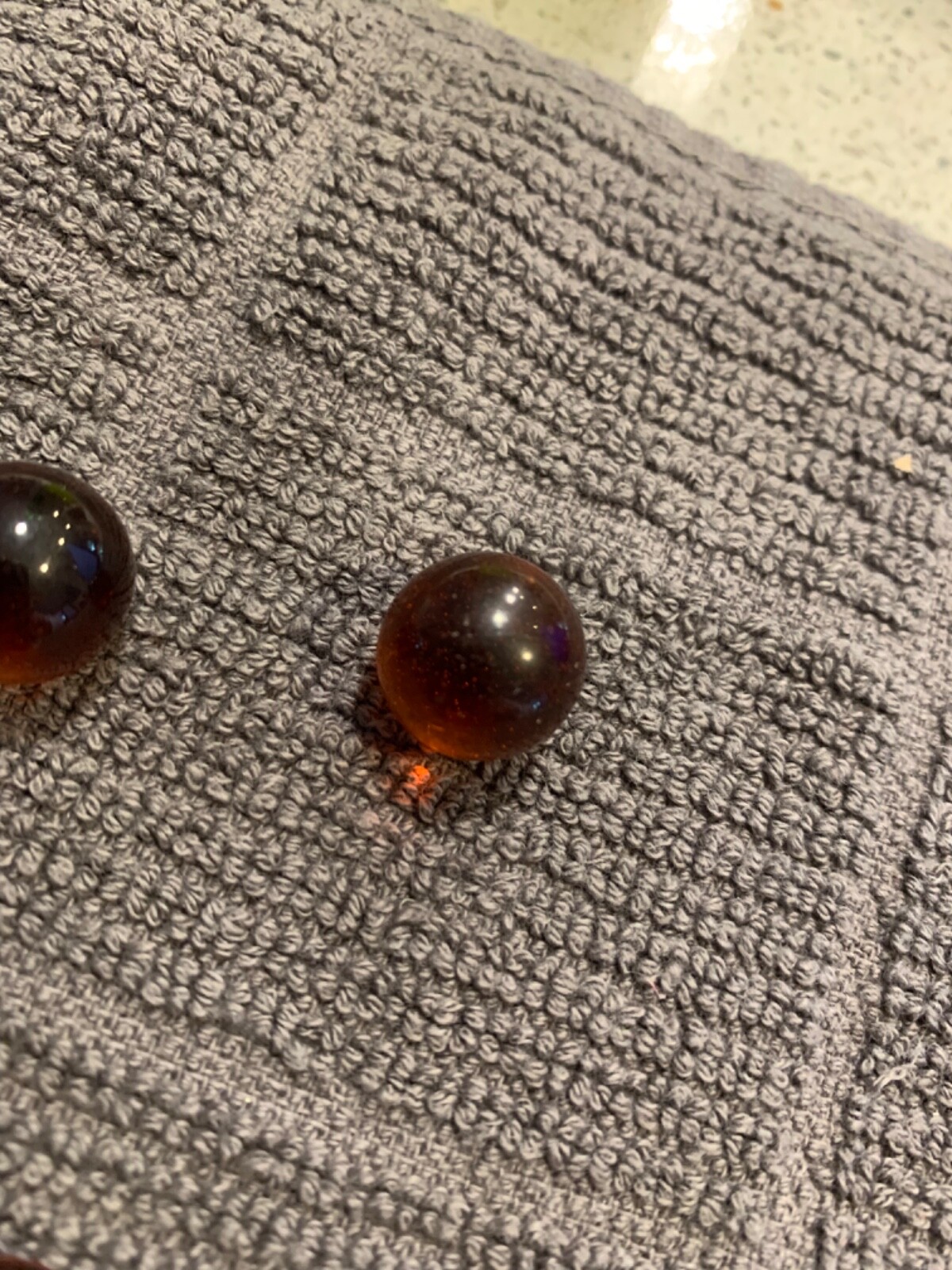 Vaseline Uranium Vintage Glass Marbles, Lot of 6 Glowing Marbles Red Amber