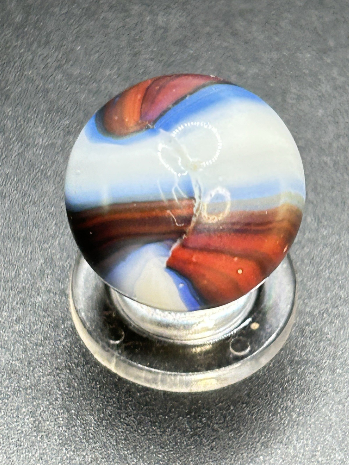 Vintage Marble King St.Mary’s Hybrid Blended Rainbow Marble 0.748”