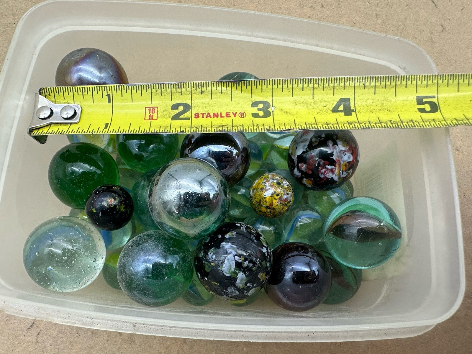 Vintage Confetti Swirl Speckled Silver Clear Glass Marbles Mixed Lot