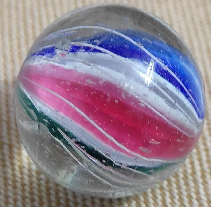 TOY MARBLE 0.75″ DIVIDED CORE GELLYRIBBON 2 PINK/1 GREEN/1 BLUE WITH WHITE CAGED