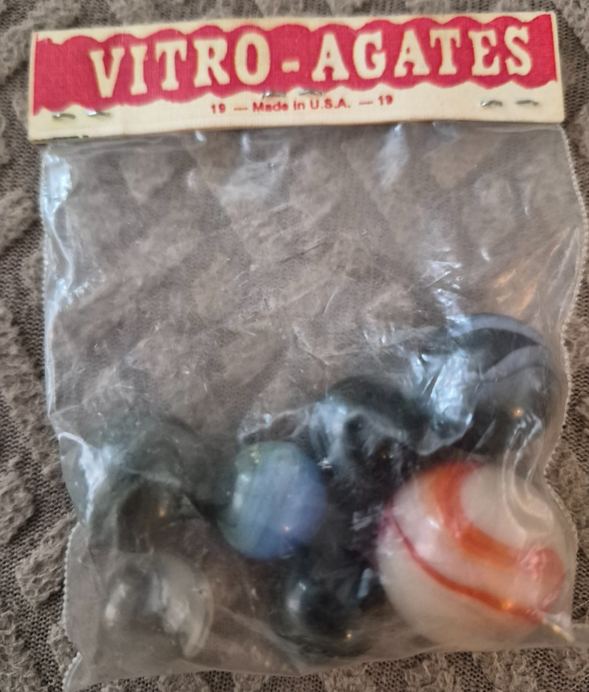 VITRO-AGATES MADE IN USA! GORGEOUS ( 1 SHOOTER!) MARBLES IN BAG -Sealed NEW