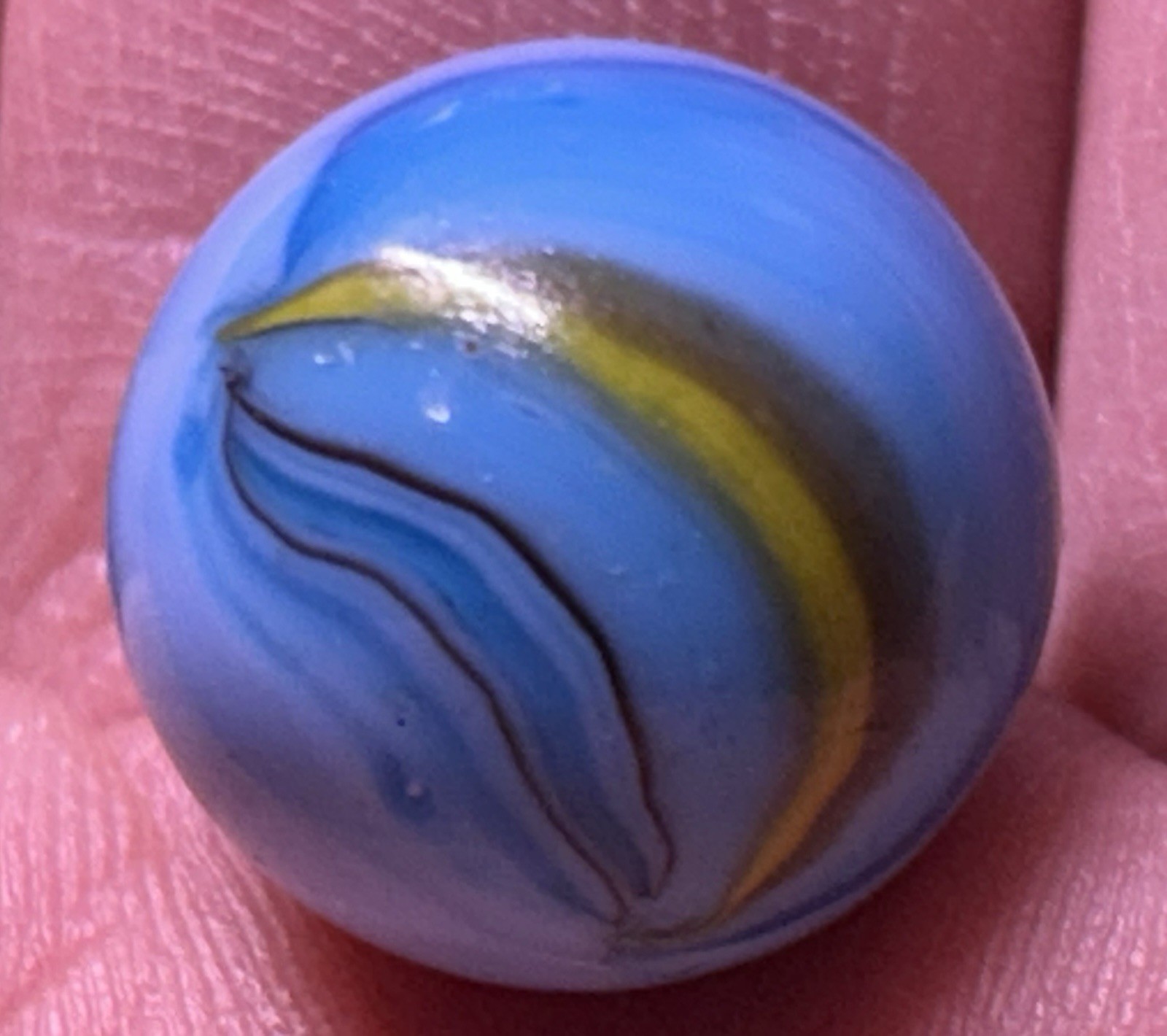 Vintage Akro Agate Or Peltier Glass? 0.60″ Ribbon Swirl Multi Color Marble NM