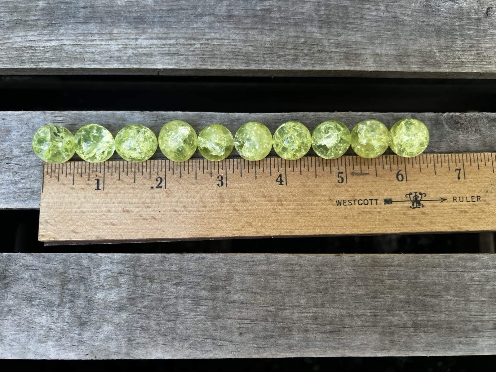 VTG Vaseline Uranium Fried Crackle Glass 1/4” Marbles UV Glow Peewee Lot Of 10