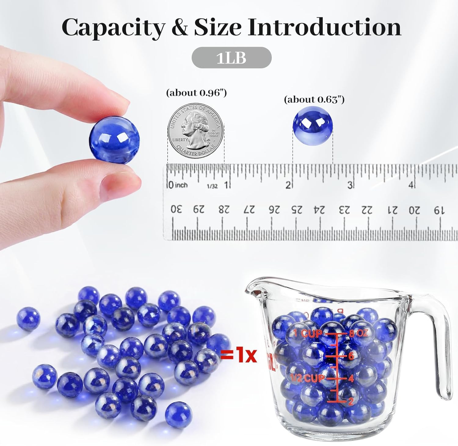 1LB Glass Marbles Bulk, Marbles for Vases 0.63 Inch Vase Fillers Dark
