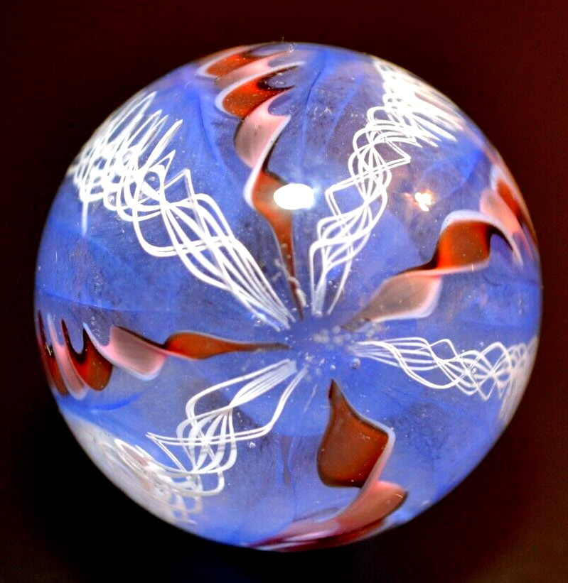 PERRY KENIN GLASS MARBLE/2.379″-DARK CHERRY & FADED BLUE JEANS-WHITE LACE,FAST