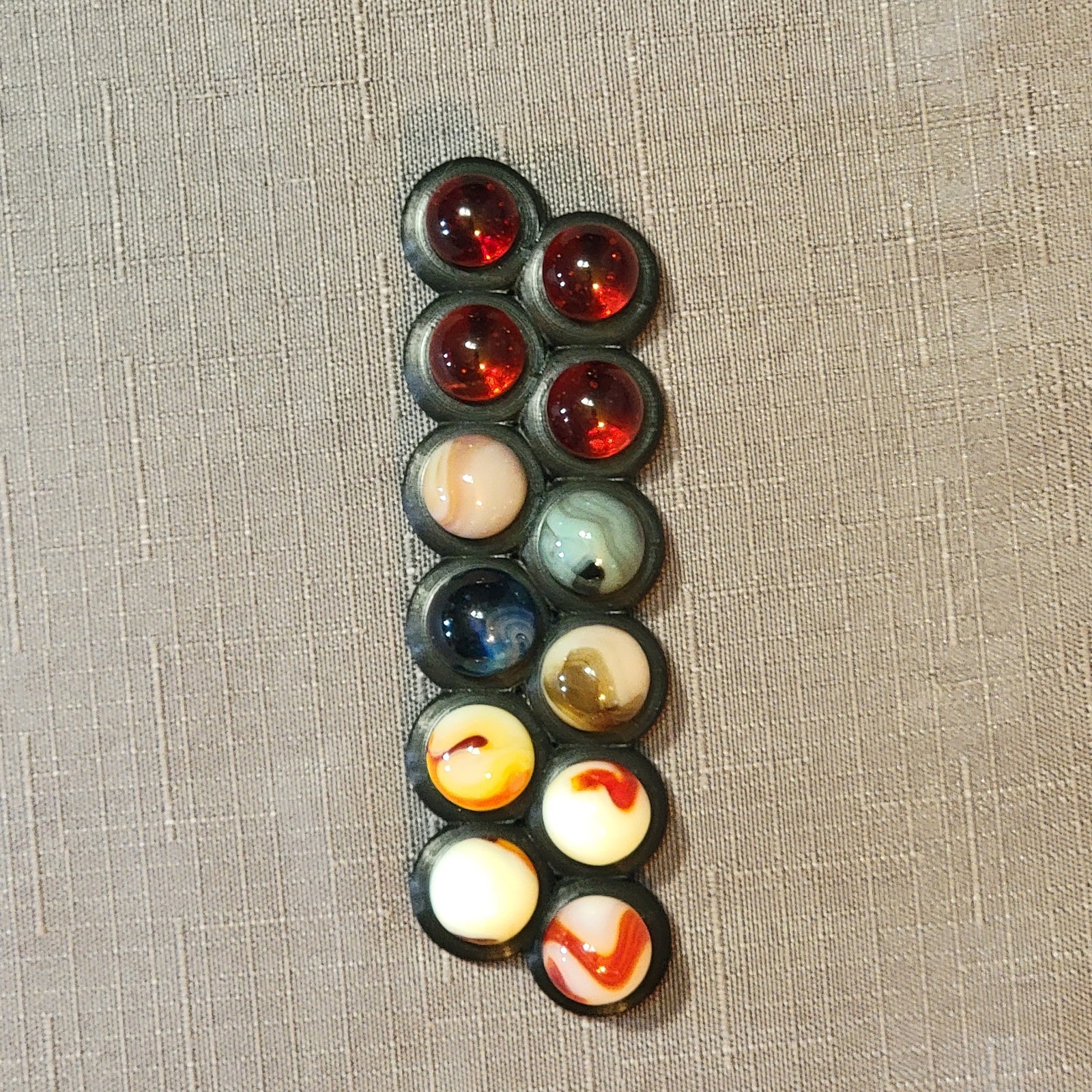 12 Vtg UV Reactive Marbles|Uranium|Cadmium|Cherry Red|Classic Mixed Lot + Stand