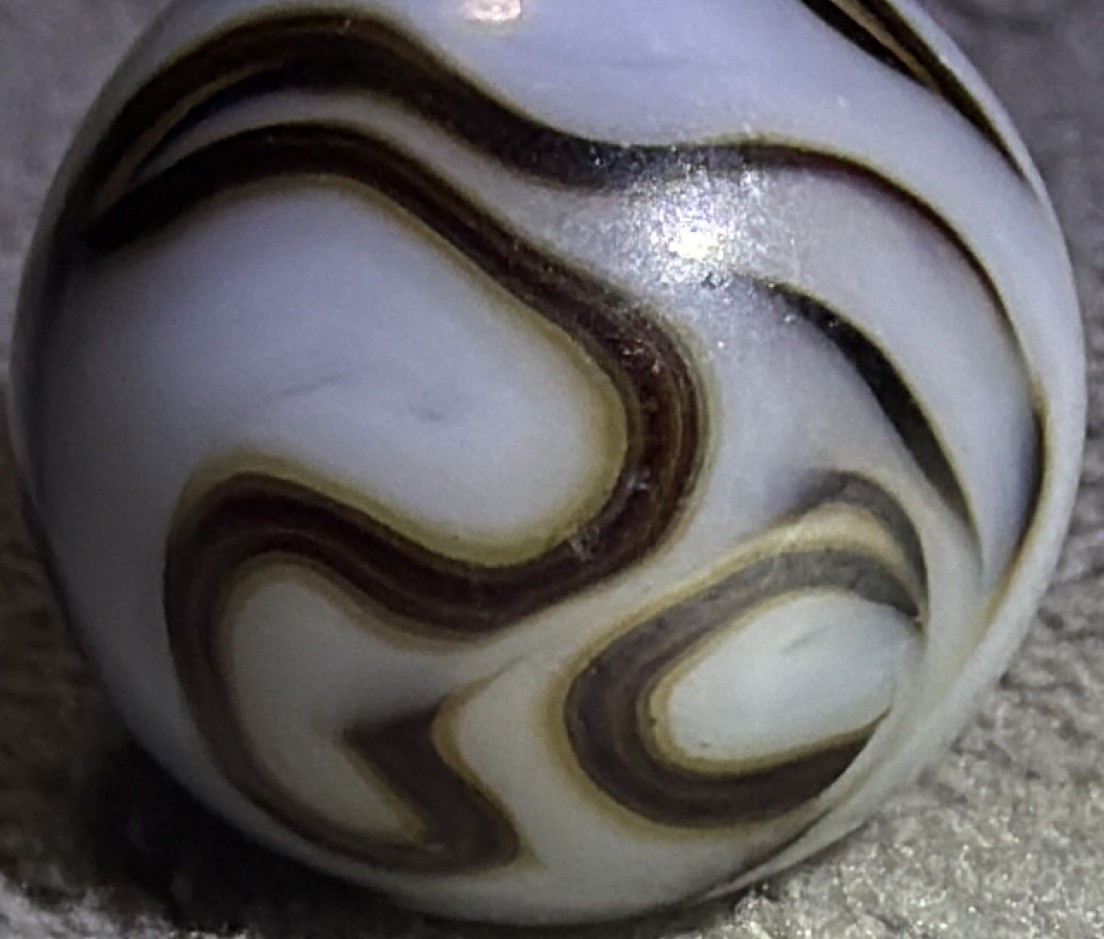 OxBlood on White Flame Swirl Ribbons UV Gold /Yellow Trim