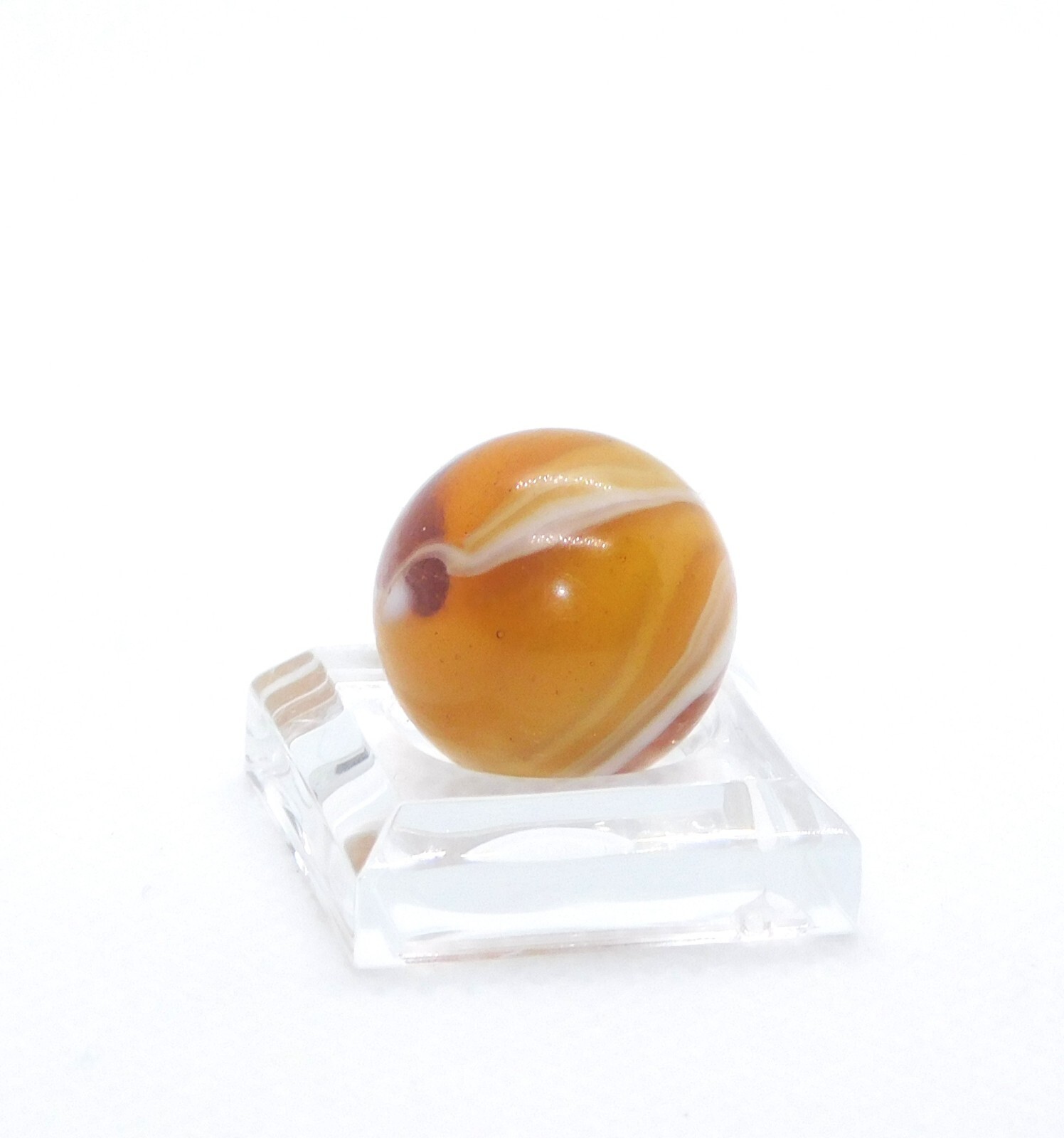 Vintage Glass Marble Amber Slag Transitional Transparent ‘9 & Tail’ 0.62″ 0-121