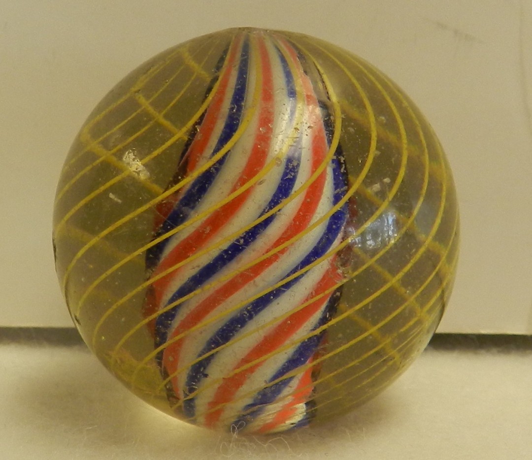 #20718m Large 1.42 In Vintage German Handmade Caged Solid Core Swirl Marble