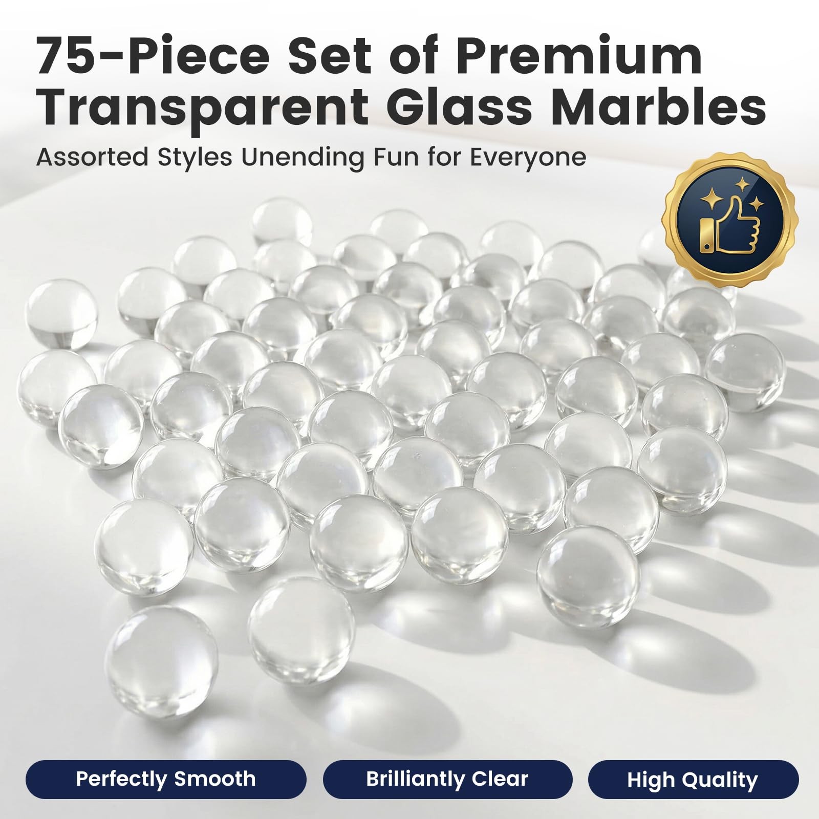 SallyFashion 75PCS Glass Marbles, 0.63 Inches Clear Medium,