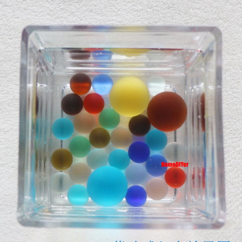 6mm-30mm Frosted Coloured Glass Beads Round Balls Toys Fish Tank Vase Decoration