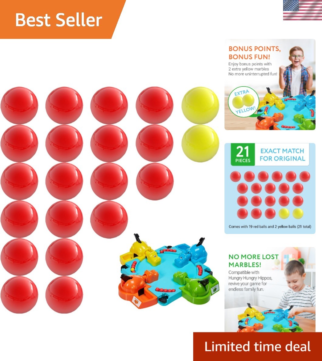 21-Count Plastic Marbles Set – 19 Red & 2 Yellow for Family Game Nights