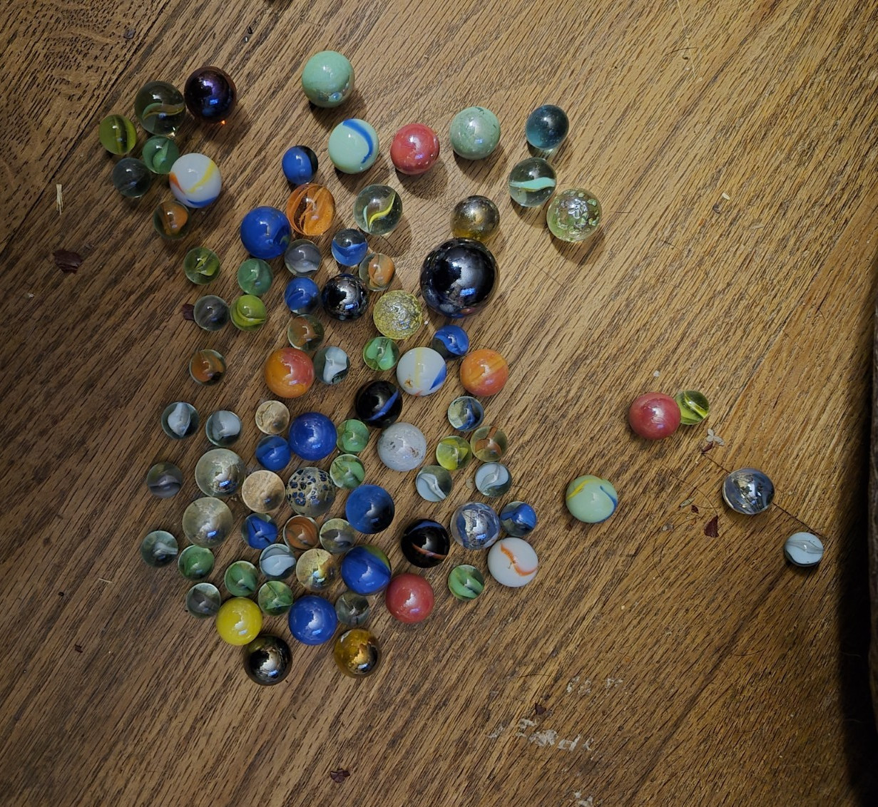 Mixed Lot Glass Toy Marbles Assorted Colors & Sizes with Bag
