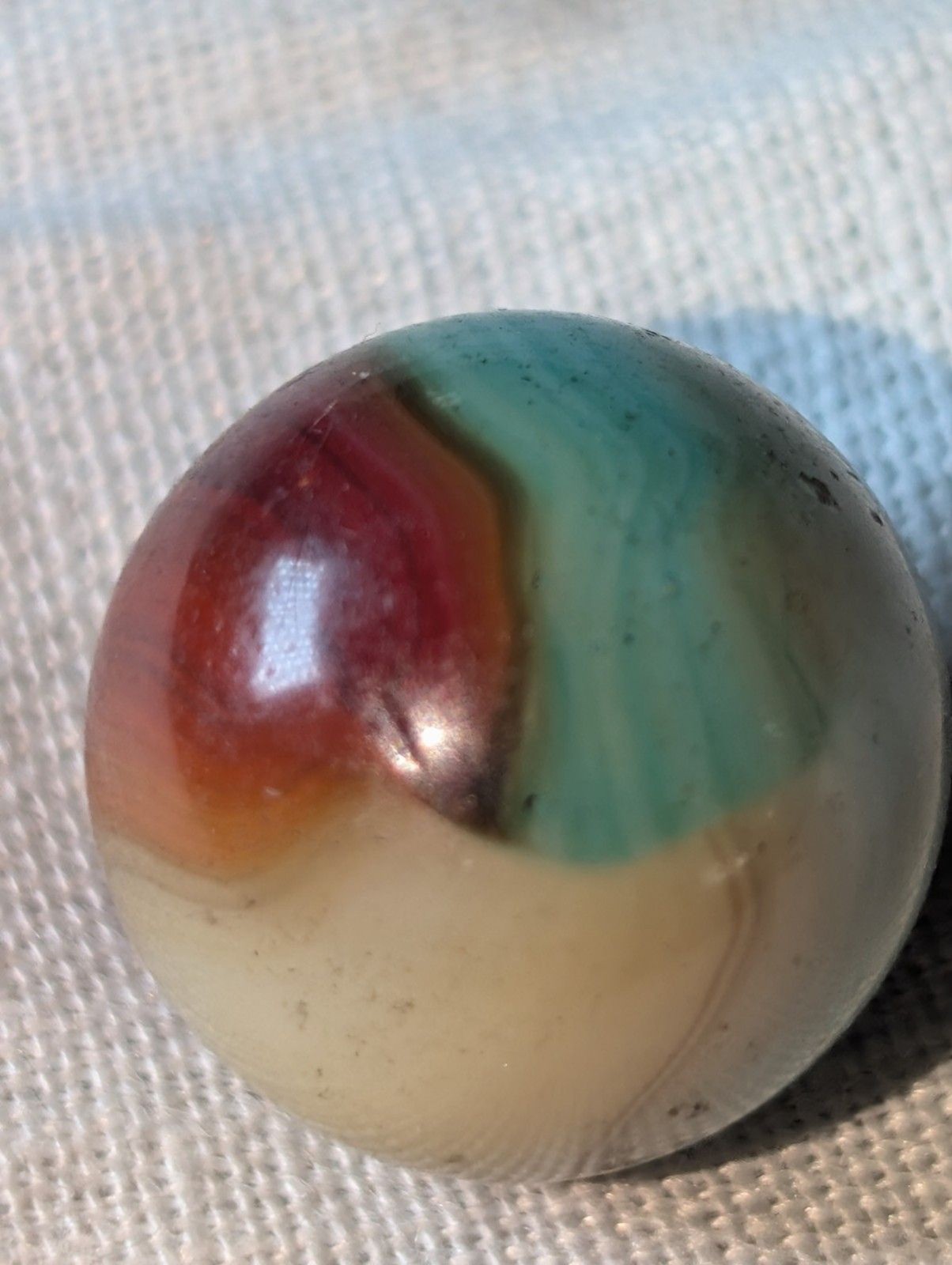 Vintage Peltier NLR Marble .59” Pastel Rainbo Cream/Teal/Burgundy Swirl