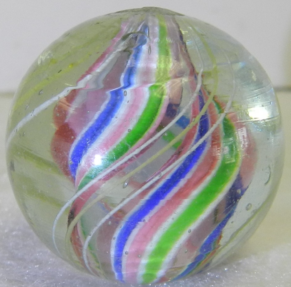 #20828m High Grade Large .99 Inches German Handmade Divided Ribbon Swirl Marble