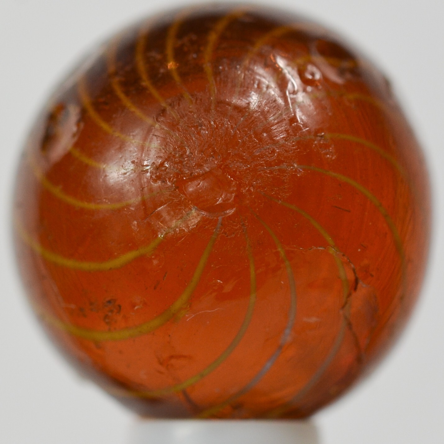 Handmade Gooseberry Marble, Amber Glass, 11/16 in, Good+, Chip, Germany, S1399