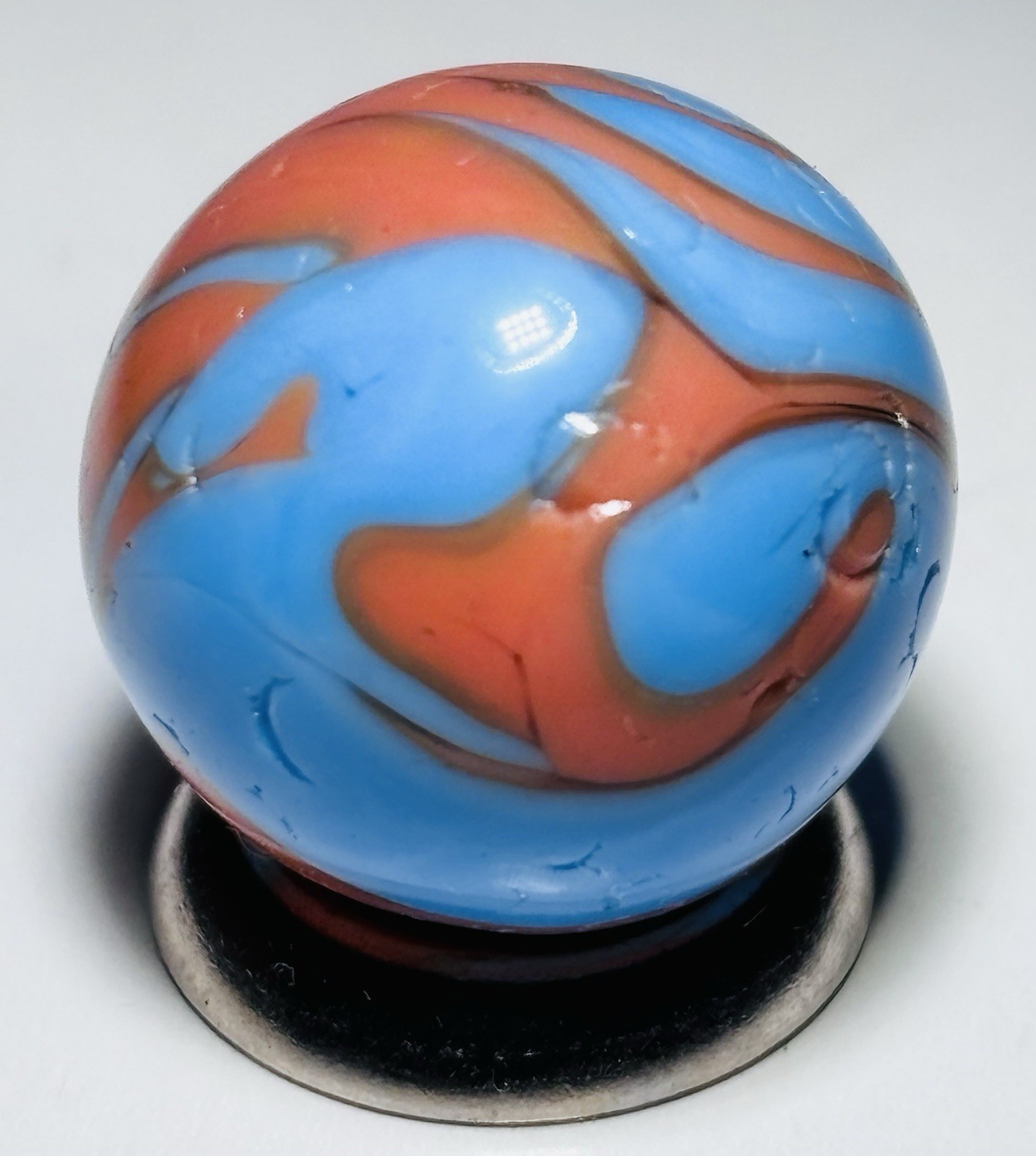 Christensen Agate Co Two Color Flame Swirl Marble.67” In Near Mint- Condition