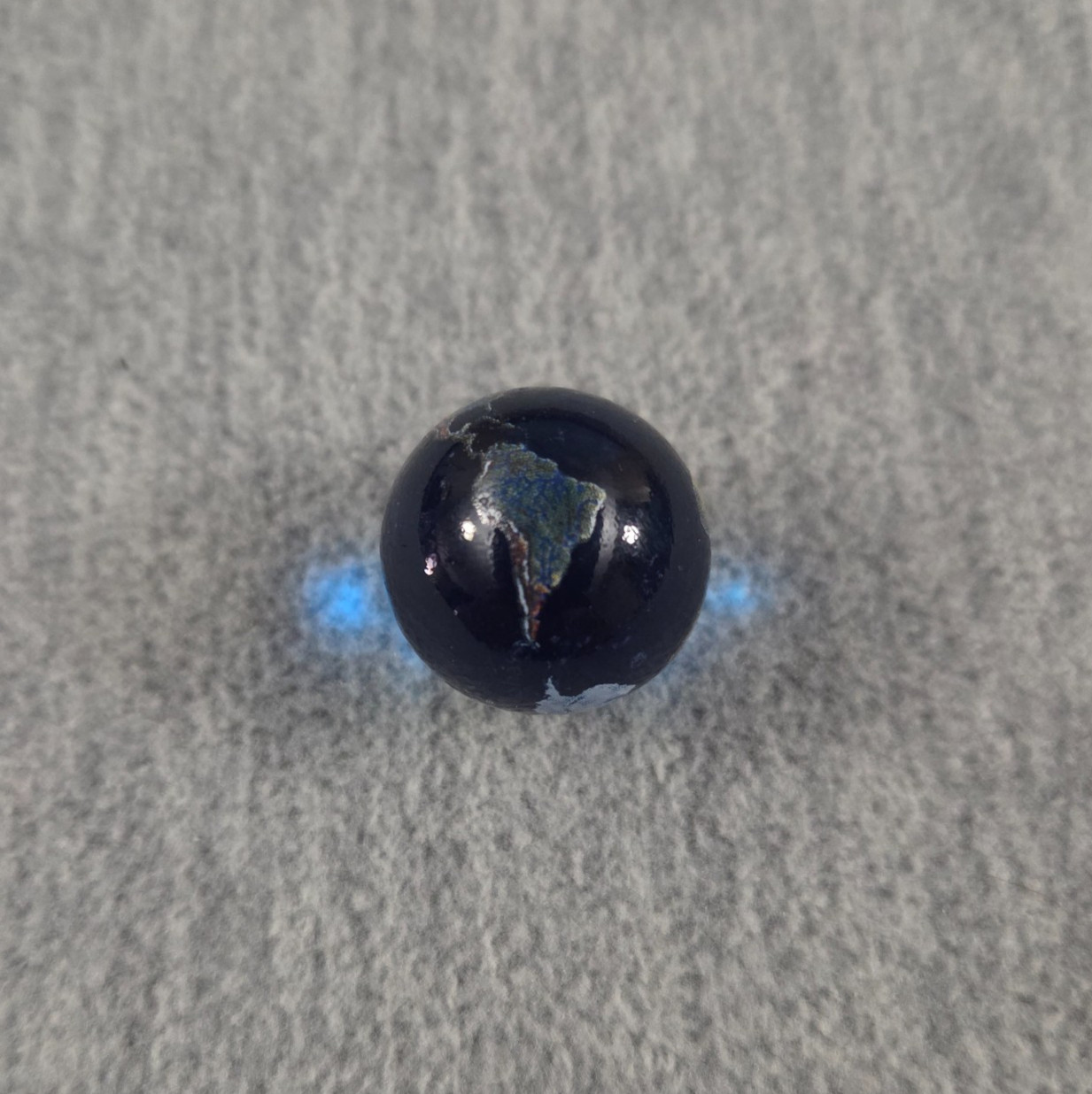 Earth Globe Blue Glass Marble with Art Continents Approximately 22mm 7/8″ Used