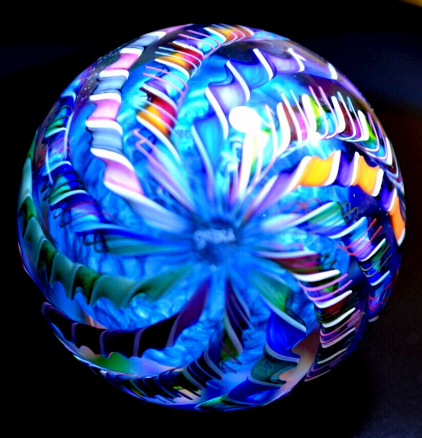 TAZZA GLASS MARBLE/3.128″-12 CANE TURQUOISE LACE FILIGRANA SAMPLER-WORLDWIDE