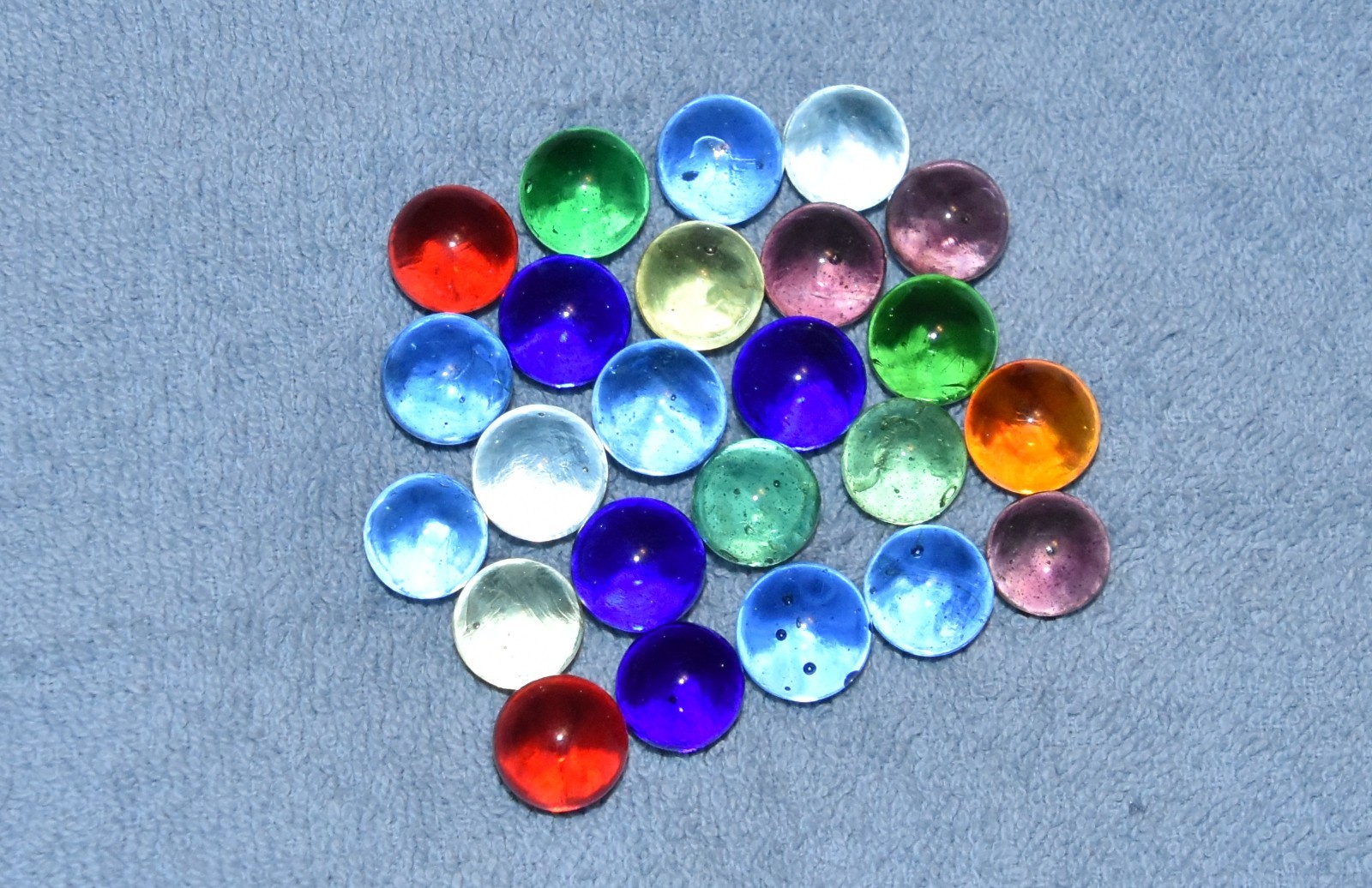 Lot of (24) ½” translucent glass marbles 1960s Vintage marbles