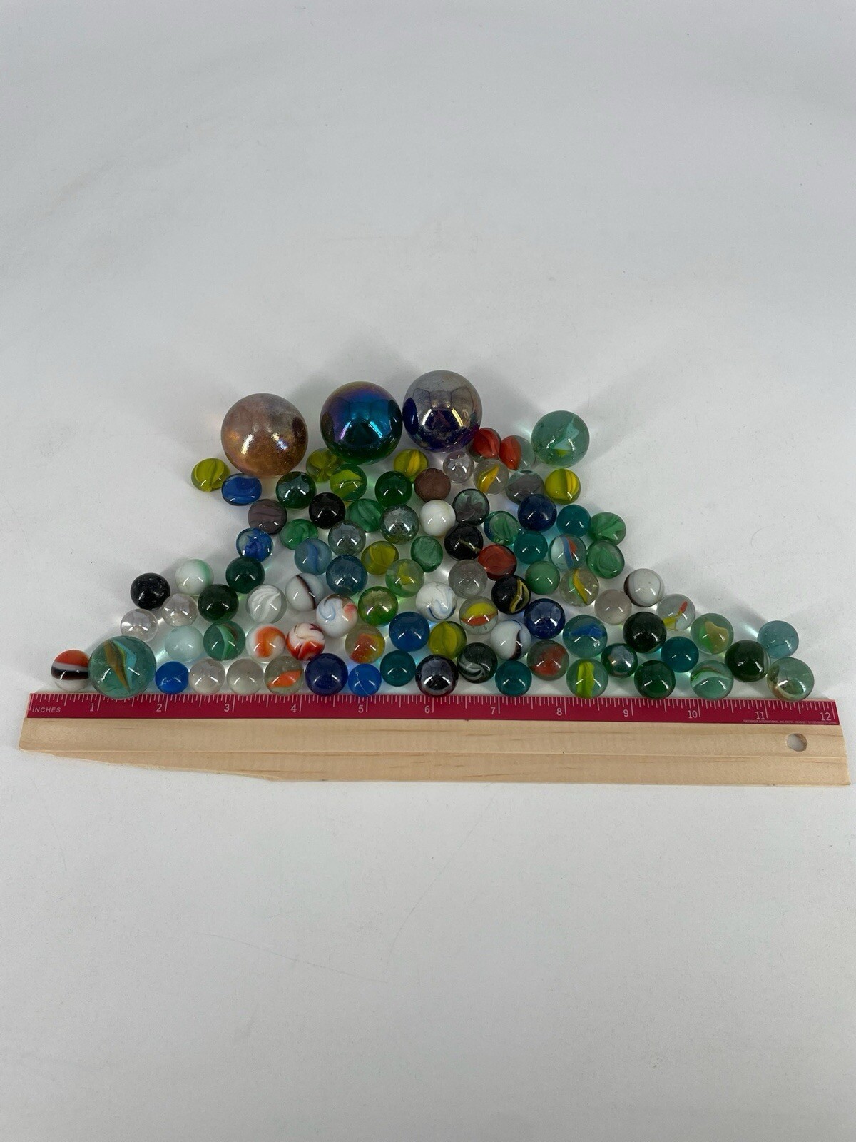 Vintage & Modern Marbles Lot Large & Small Glass Spiral Eye