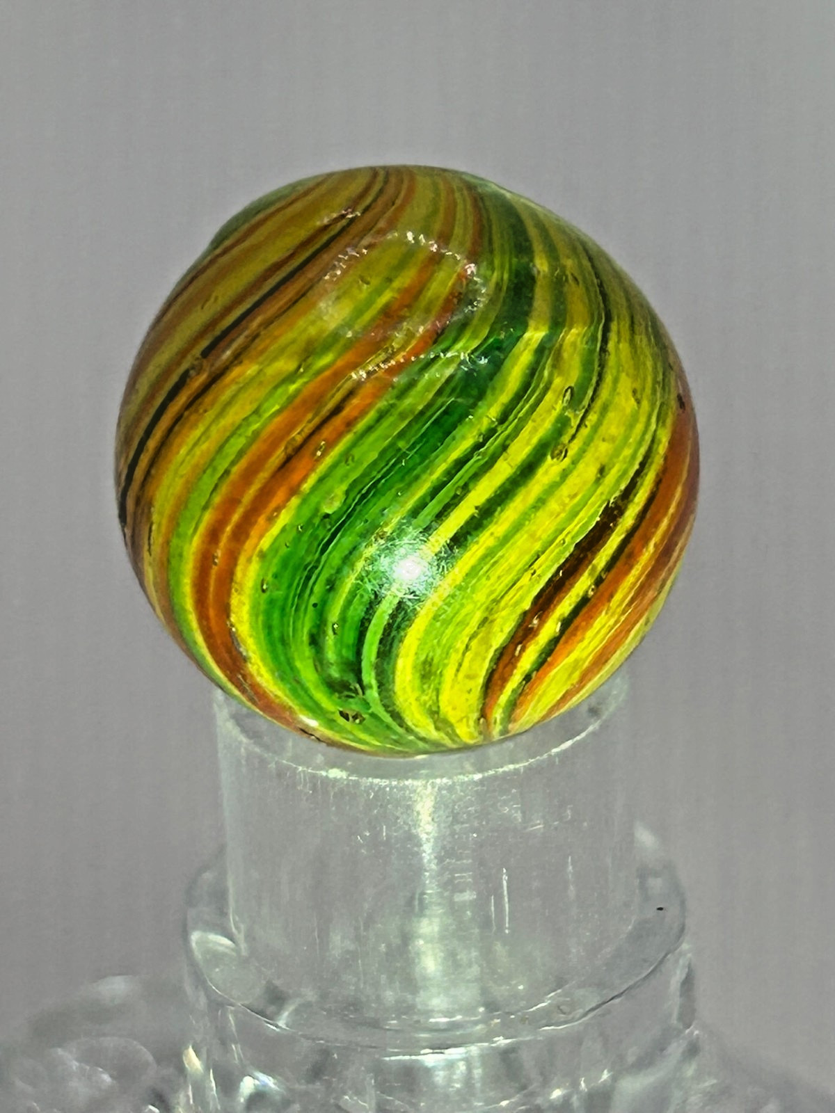 Antique German Handmade Joseph’s Coat Swirl Marble 53/64″ Mint O21