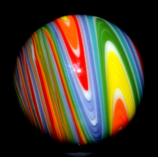 JAY SLACK GLASS MARBLE/1.462″-CITRUS WIG-WAG TWIST-LAVENDER,CHERRY,TEAL,ORANGE+