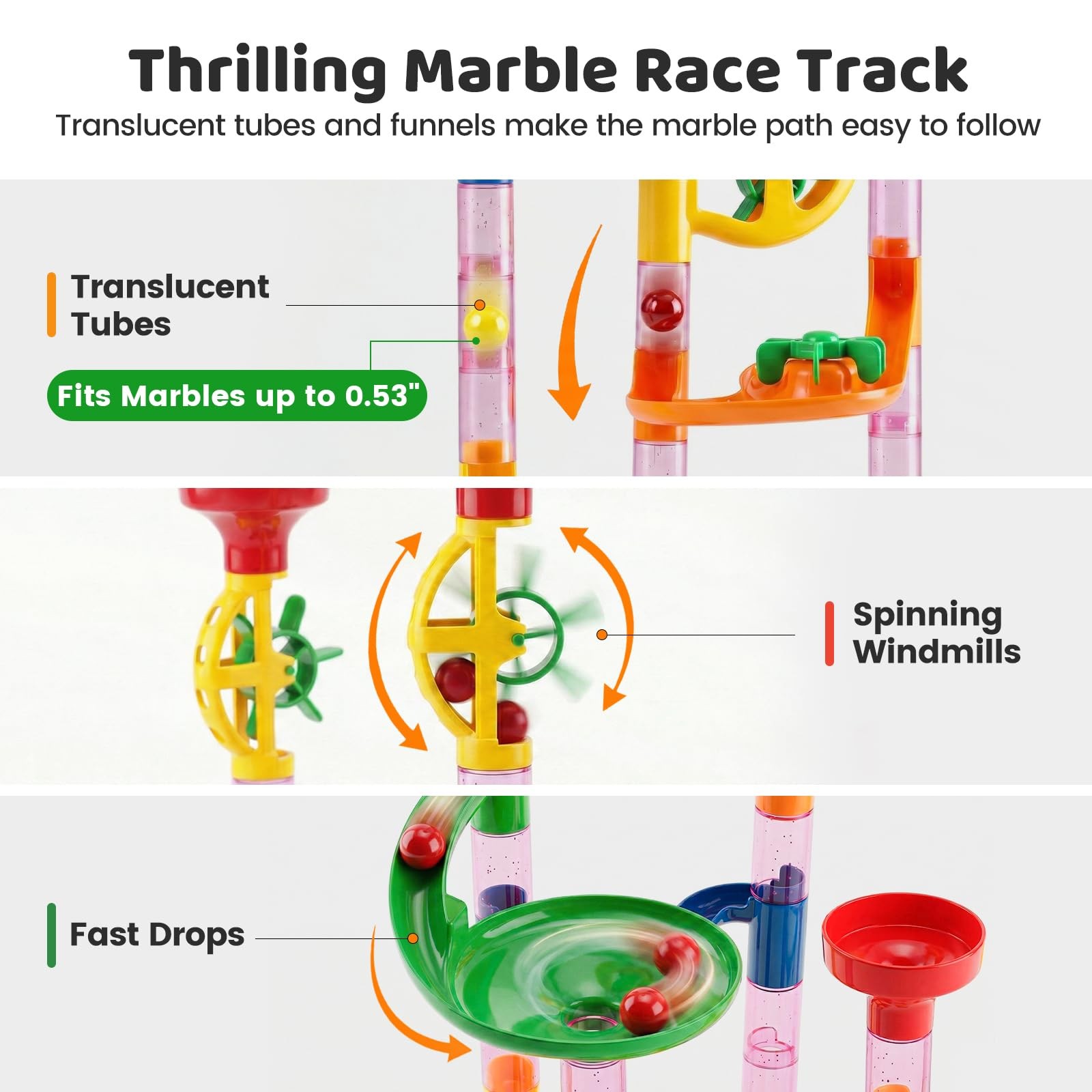 LovesTown Marble Run Toys, 133PCS Maze Game for Kid, Medium, Multi