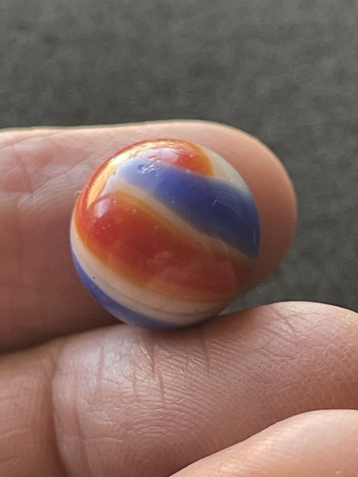 Peltier 5/8” Liberty Marble – Red, White & Blue Swirl – Collectible – #TM2537