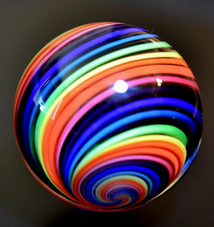 EDDIE SEESE GLASS MARBLE/2.105″-RAINBOW FLIPSTER SWIRL b-PURPLE,ROYAL,TURQ,LIME+
