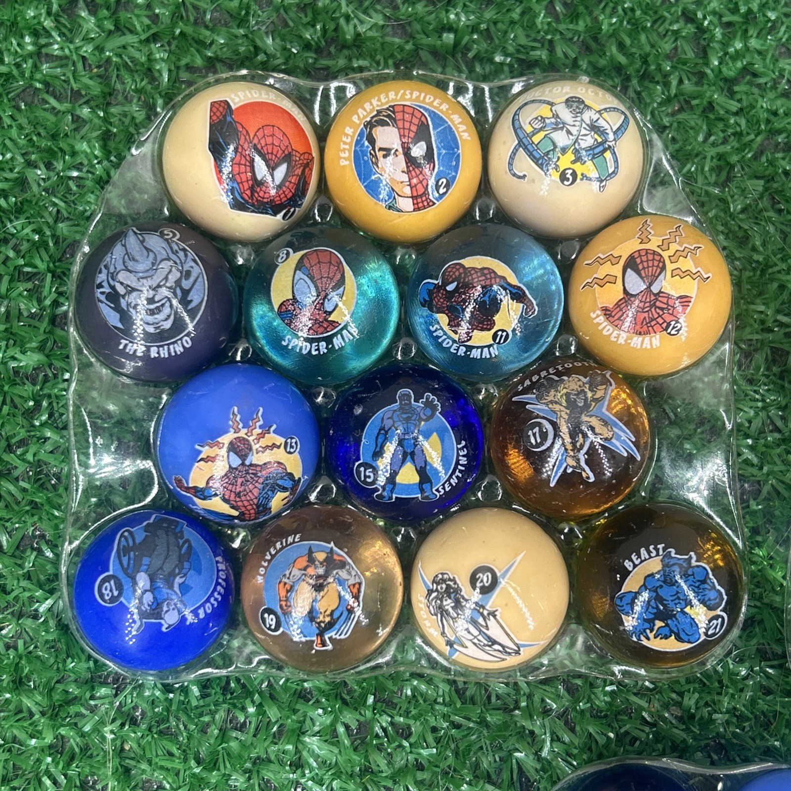 VTG 2003 Toy Biz Marvel Universe Shooter Marbles Spider-Man Lot of 42 No Repeats