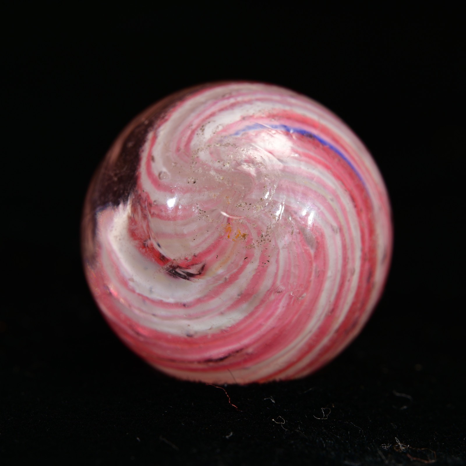 Onionskin Marble Early German Handmade Antique Shrunken Raspberry 17.2mm 21/32”