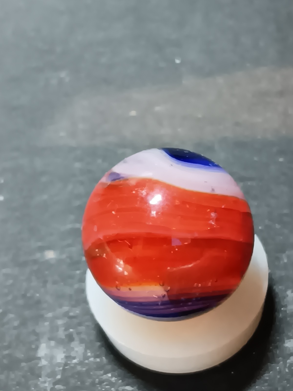 Corkscrew Machine Made Marble Red Blue White Swirl. Akro popeye, mint