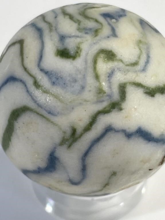 Lot of 3 Vintage Handmade Lined Crockery Marbles. Three sizes Bennington