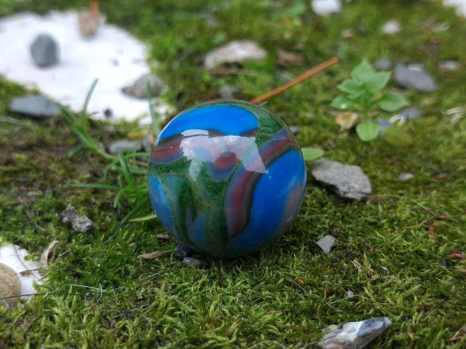 JABO/DAS Blue Racer Green Aventurine Swirl Marble Size .71 Mint