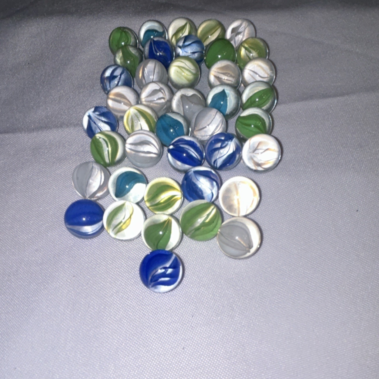 Glass Toy Marbles Lot Swirl Style Mixed Blue Green White Ages 4-7 to 17+