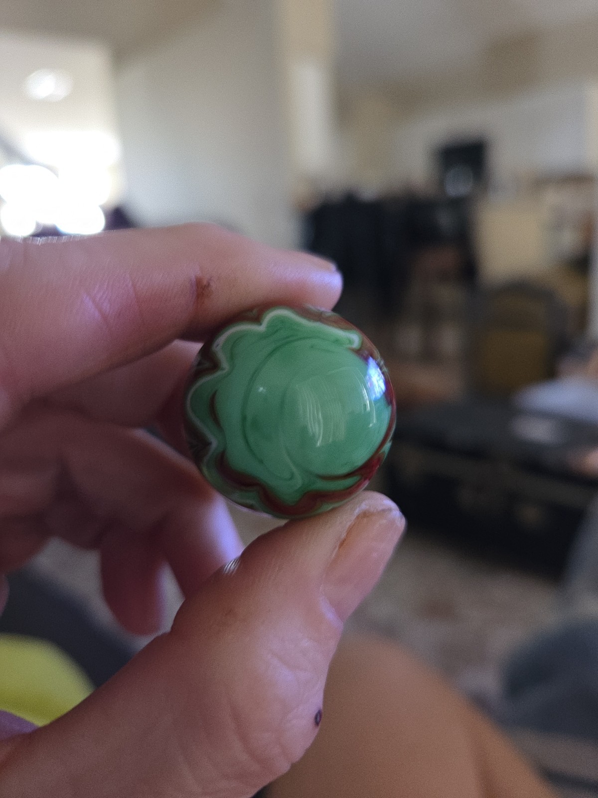 Vintage Christensen Agate Green Flame Shooter Marble 11/16 RARE Flawless CAC