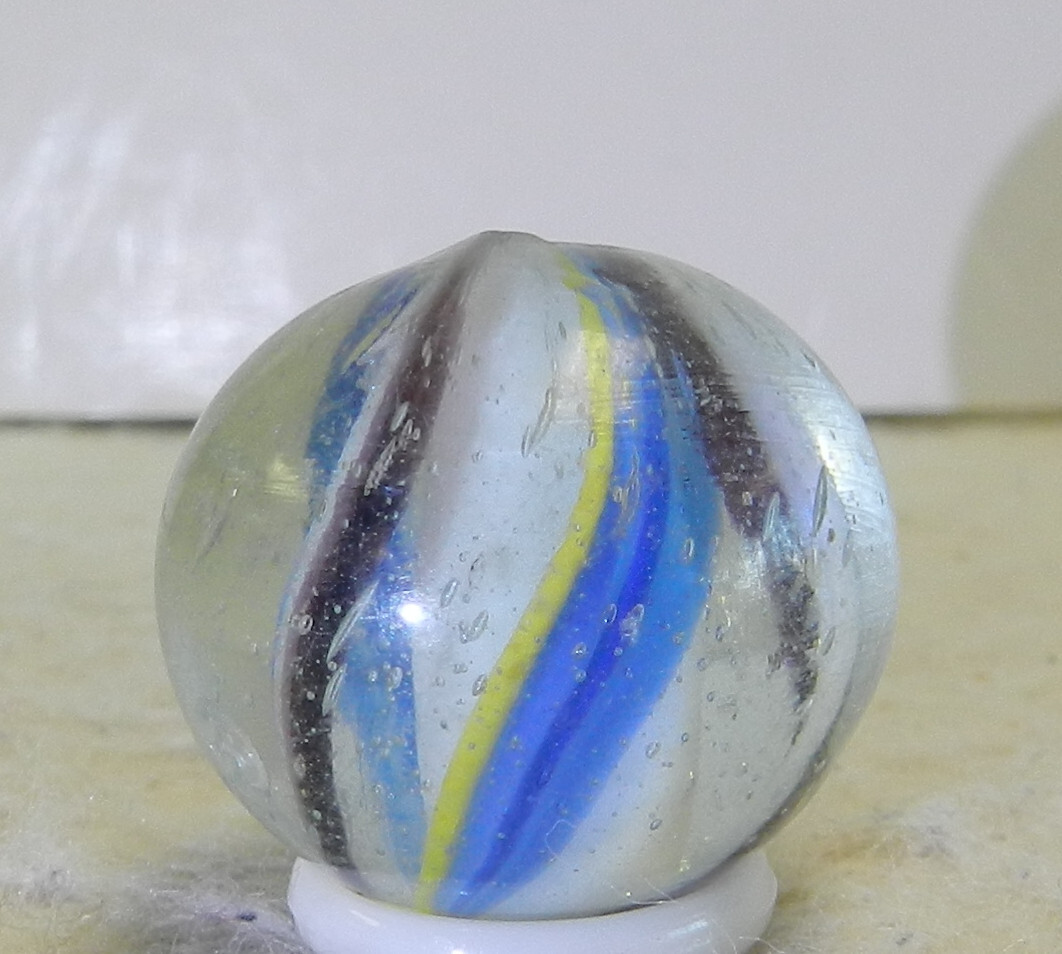#16408m Vintage German Handmade Solid Core Swirl Shooter Marble .88 Inches