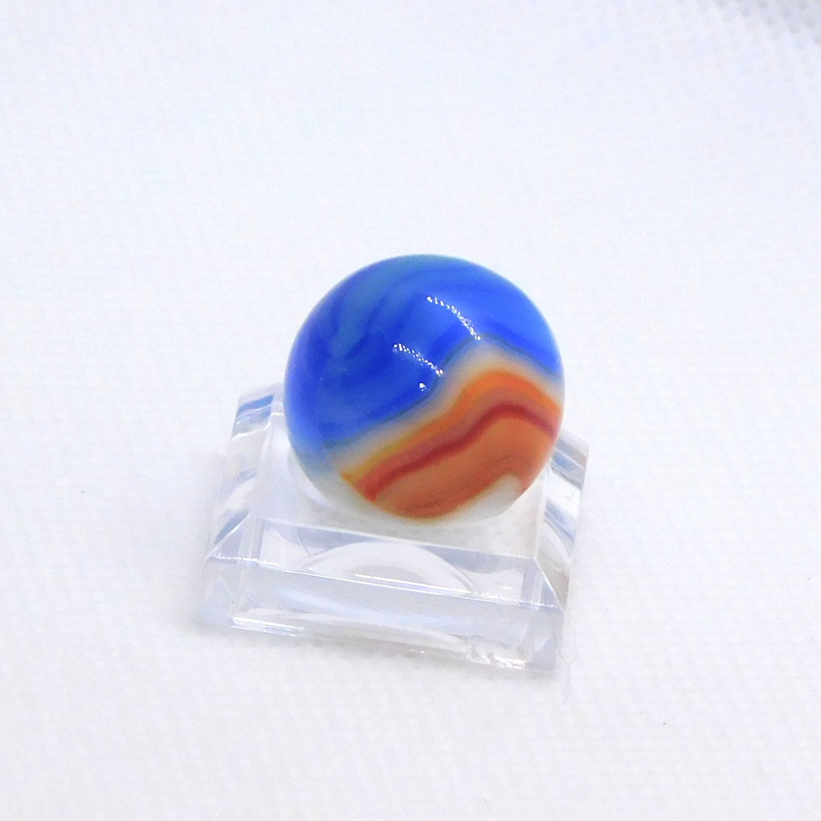 Vintage Glass Marble Patch Swirl Blue Red White Vitro Agate ‘V’ 0.69″ #0-118