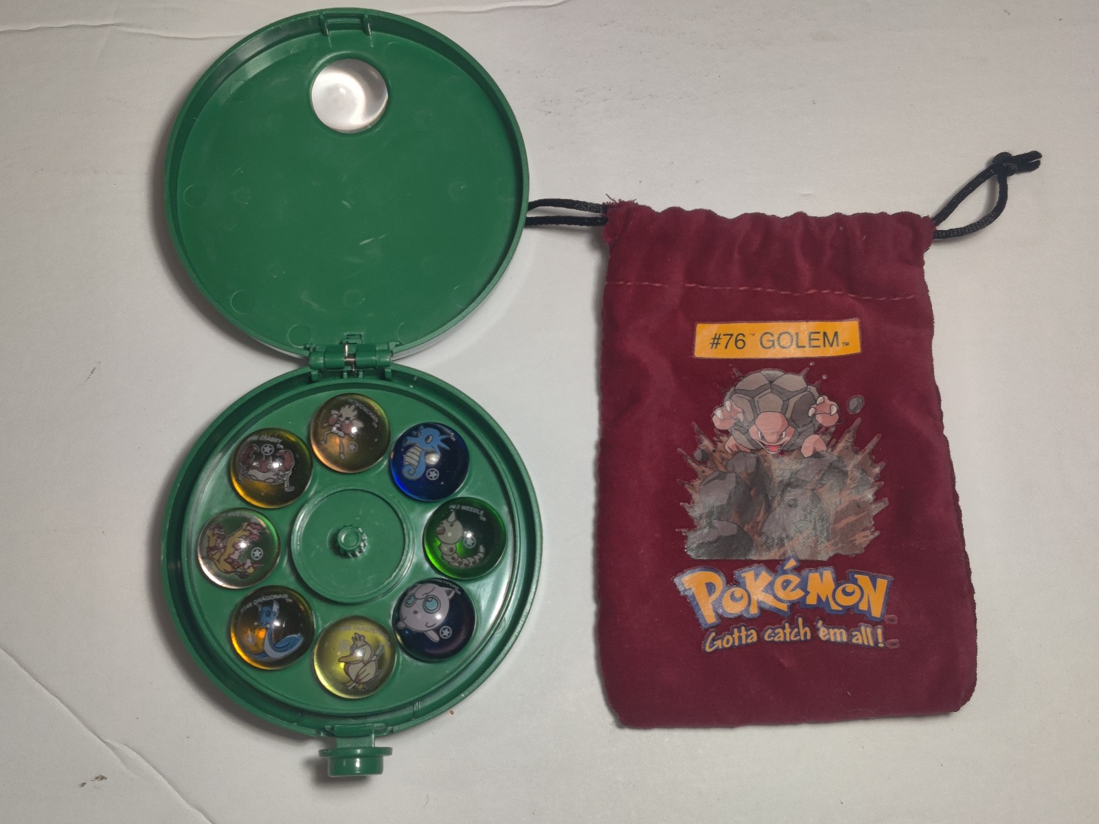 Lot of 8 First 1st Edition Star Pokemon Marbles w #76 Golum Bag #104 Cubone case