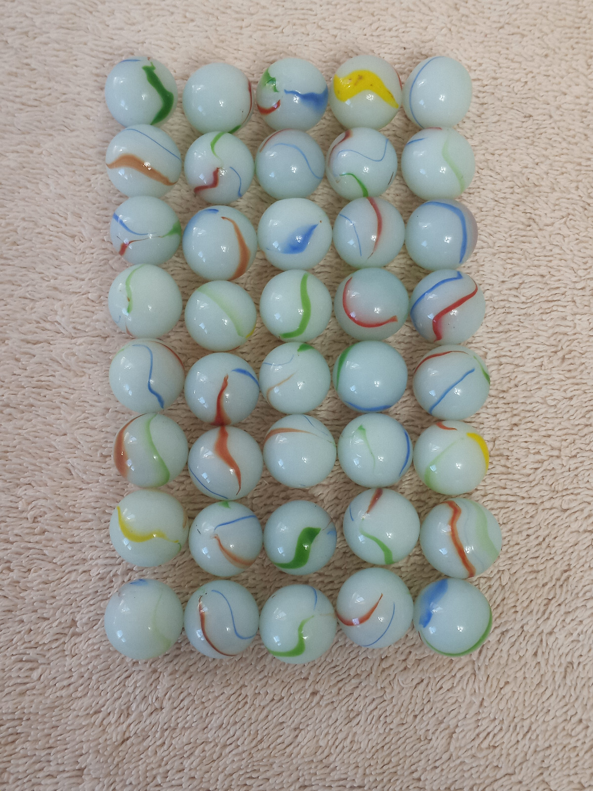 40 Rare Antique Milk Glass Striped Marbles