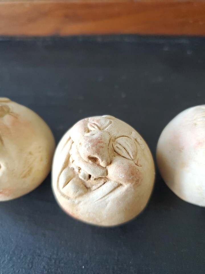 Clay Carved Marbles Expressions Round Shape With Anthropcmorphic Whimsical