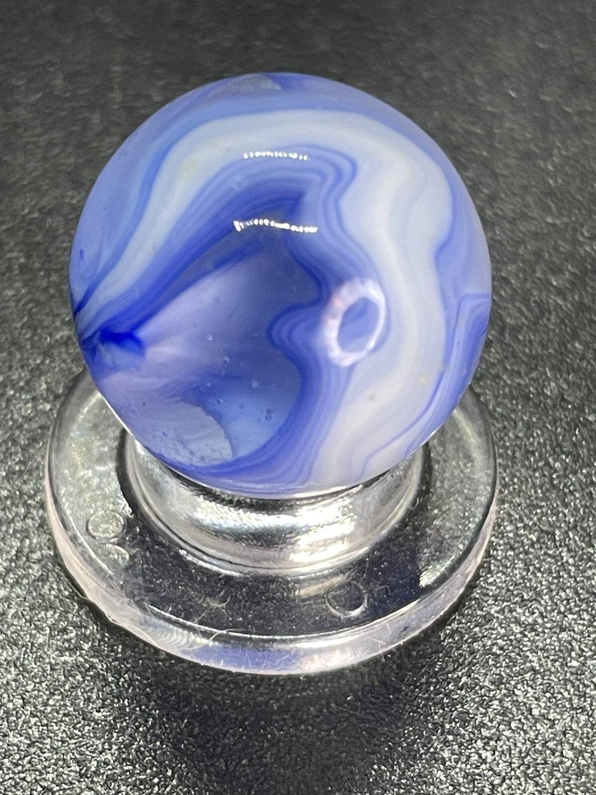 Blue Clear Base Snake Style Swirl Wirepull Alley Or Other Vintage Marbles 0.629”