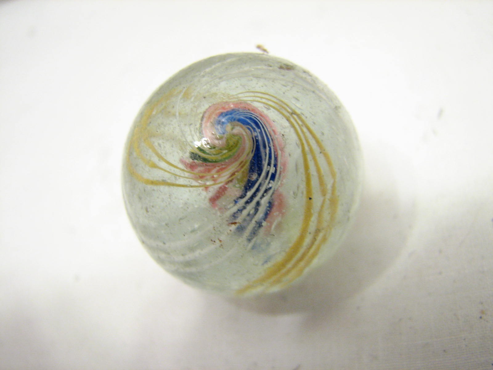 3 Lg Vintage Rainbow Latticino Caged Swirl Marble Blue Pink Green Yellow Shooter