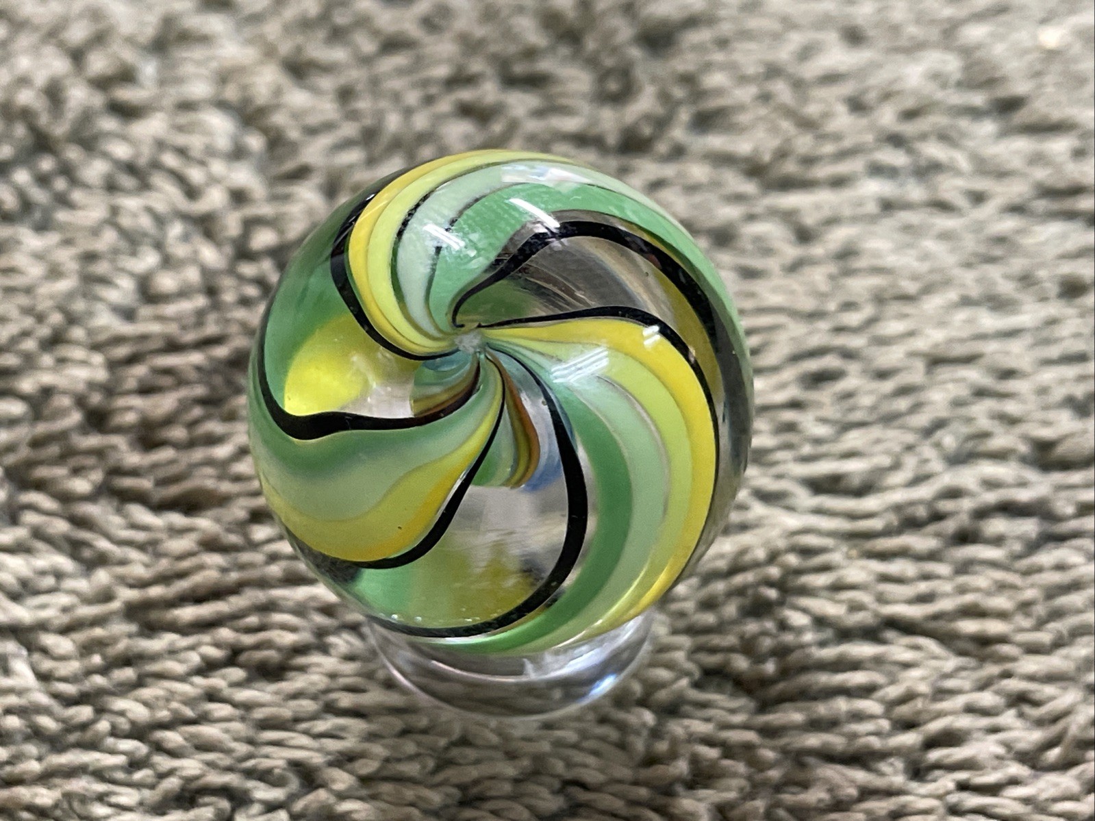 Handmade Contemporary Glass Art Marble .9” Spiral Dichroic Swirl