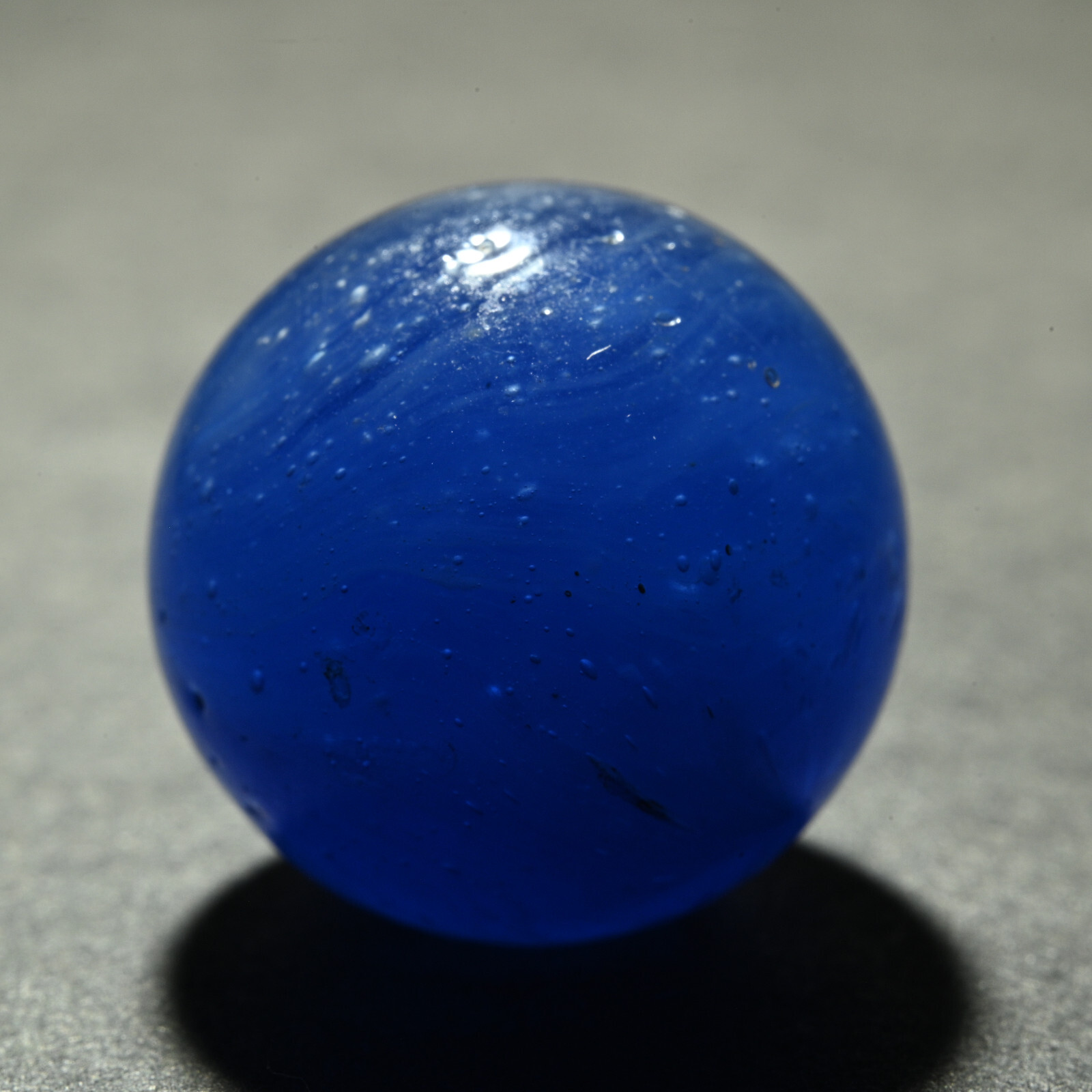 Greiner Antique German Handmade Marble Early 1860s Bubbly Blue 21.4mm 13/16”