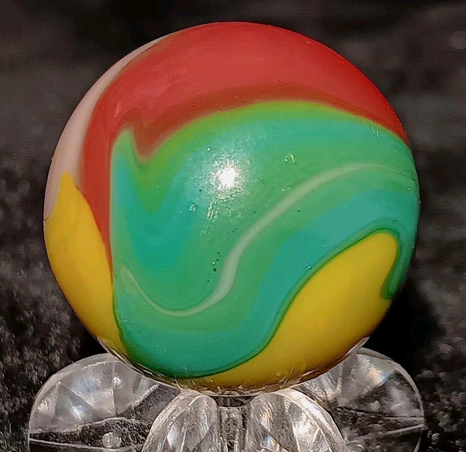 Vintage Vitro Agate Parrot Marble. .90″ Mint. 5 Colors with Aventurine. VHTF